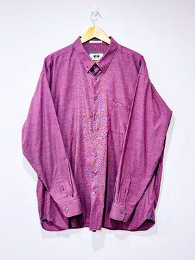 JOSEPH ABBOUD | Burgundy‎ micro-stripe shirt | Classic cotton | Men's XXL *